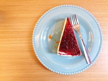 Close-up of cake in plate on table