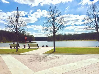 Scenic view of lake against sky