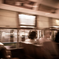 Blurred motion of illuminated bus