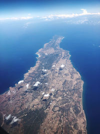 Aerial view of sea and rocks