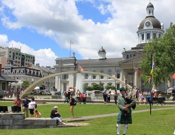 Group of people in front of building