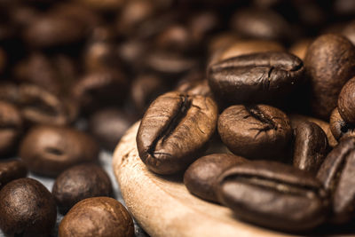 Close-up of coffee beans on table