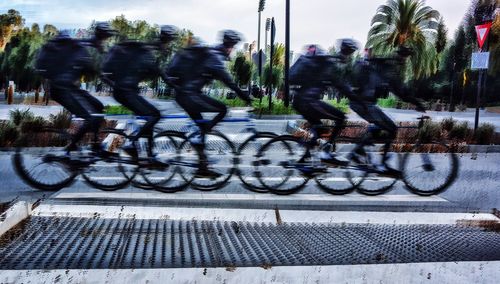 Bicycles on street in city