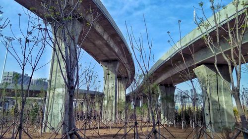 Abandoned bridge against sky