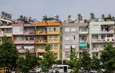 Residential buildings against clear sky