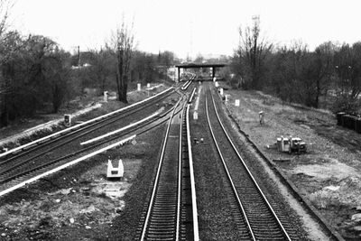 High angle view of railroad tracks