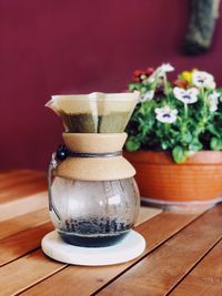 Close-up of potted plant on table