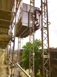 Low angle view of construction site against sky