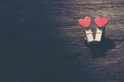 Close-up of heart shape on the table