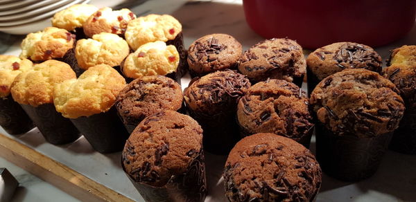 Bunch of unlimited love by mother on daily basis preparing delicious chocolate and vanilla muffins 