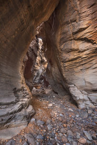 Low angle view of rock formation