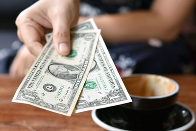 Close-up of hand holding tea cup