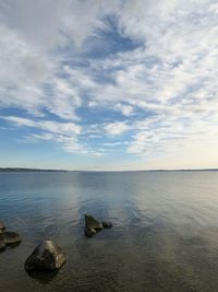 Scenic view of sea against cloudy sky