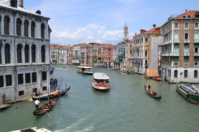 View of boats in canal