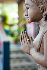 Close-up of female statue