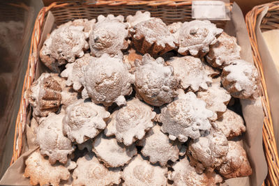 High angle view of cookies in market