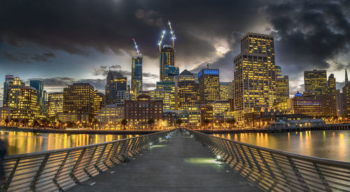 Illuminated city at night