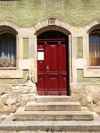 Closed door of building