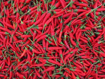 Full frame shot of red chili peppers for sale