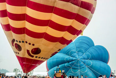 Low angle view of hot air balloons
