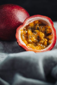 Close-up of orange slices on table