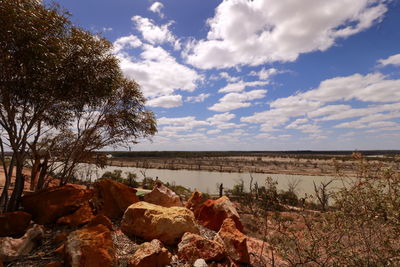 Scenic view of rocks against sky