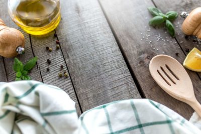 Different seasonings, cooking sauce, mayonnnasie, garlic sauce, seasoning on wooden background