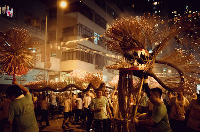 Crowd at night in city