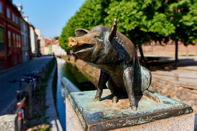 Close-up of an animal sculpture