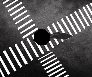 High angle view of office crossing on road