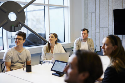 People talking during business meeting