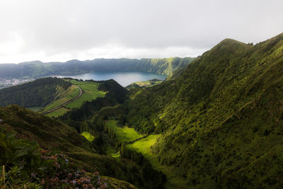 Scenic view of mountains against sky