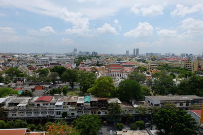 High angle view of townscape against sky