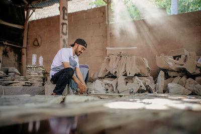 Side view of man looking away