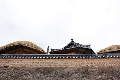 Low angle view of temple building against sky