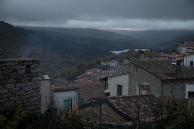 High angle view of townscape against sky