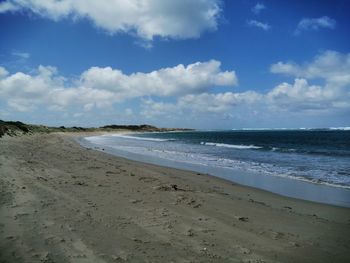 Scenic view of beach against sky