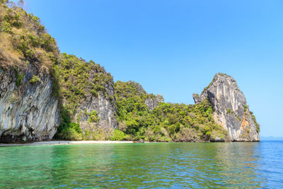 Beach near lagoon bay at koh hong island, andaman sea at krabi, thailand