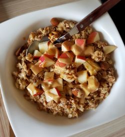 High angle view of breakfast served in bowl