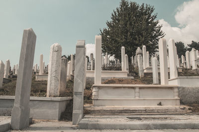 Panoramic shot of cemetery against sky