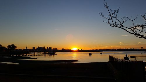 Scenic view of sunset over sea