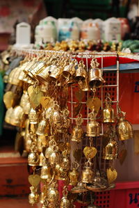 Close-up of candles in store for sale in market