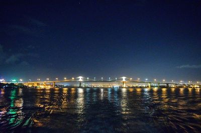 View of illuminated city at night