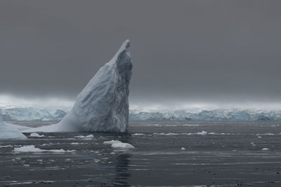 View of horse on frozen sea against sky