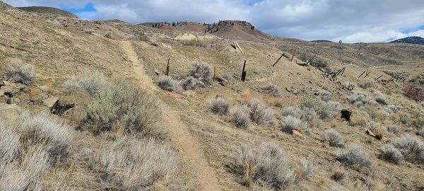 Scenic view of arid landscape against sky