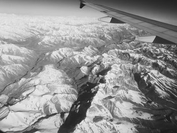 Aerial view of airplane wing