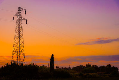 Silhouette landscape against sky during sunset