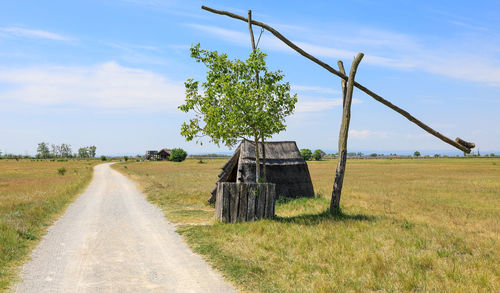 Traditional / historical water lift near dry lake in burgenland, austria, close to neusidler see.