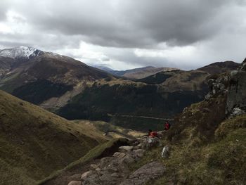 Scenic view of ben nevis against cloudy sky