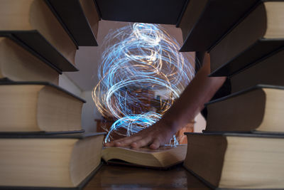 Midsection of man using mobile phone